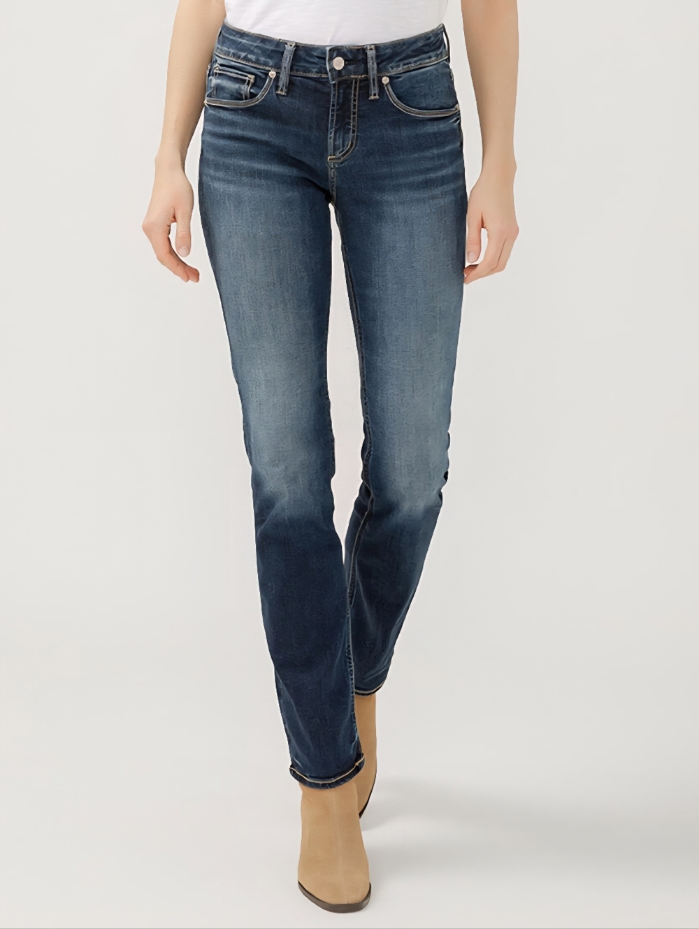 Silver Jeans Co. Women's Suki Curvy Fit Mid Rise Straight Leg Indigo 24 x 31
